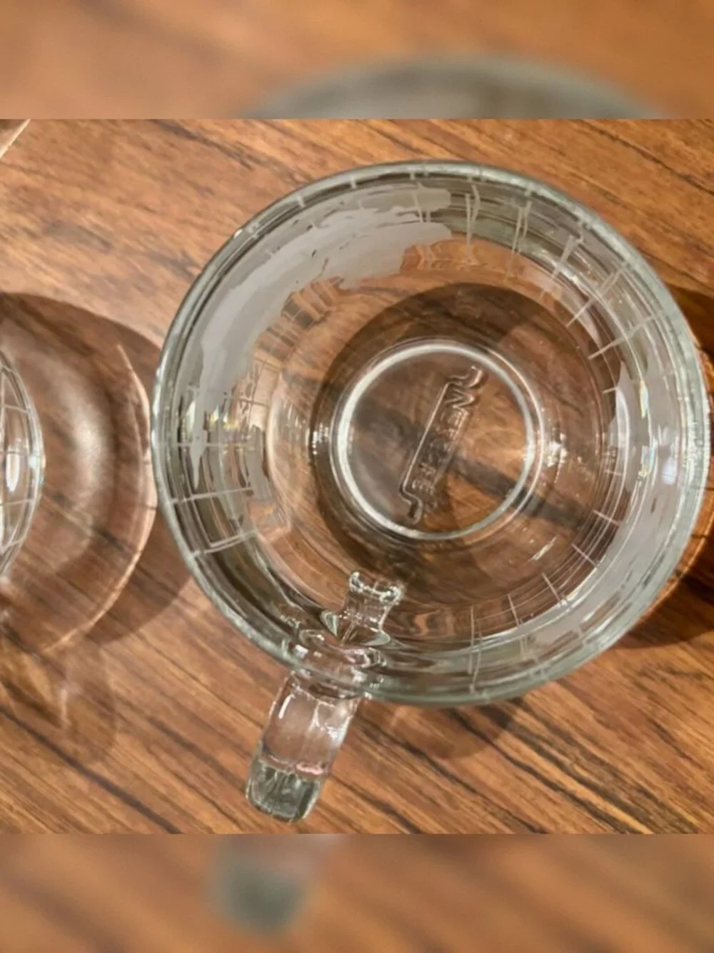 Nestle Nescafe World GLOBE Etched Glass Coffee Mugs (8 oz Cup)